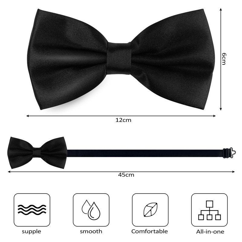 Mesybveo Pack of 2 Men's Bow Ties, Black, Bow Tie