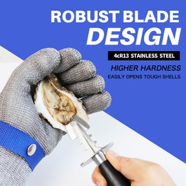 ADORAMBLING Oyster Shucking Knife+A9 Cut-Resistant Glove with Portable Case,Stainless Steel Oyster Knife and Oyster Shucking Gloves Kit,Heavy Duty Oyster Shucker Tool, Oyster Opener Tool for Chef