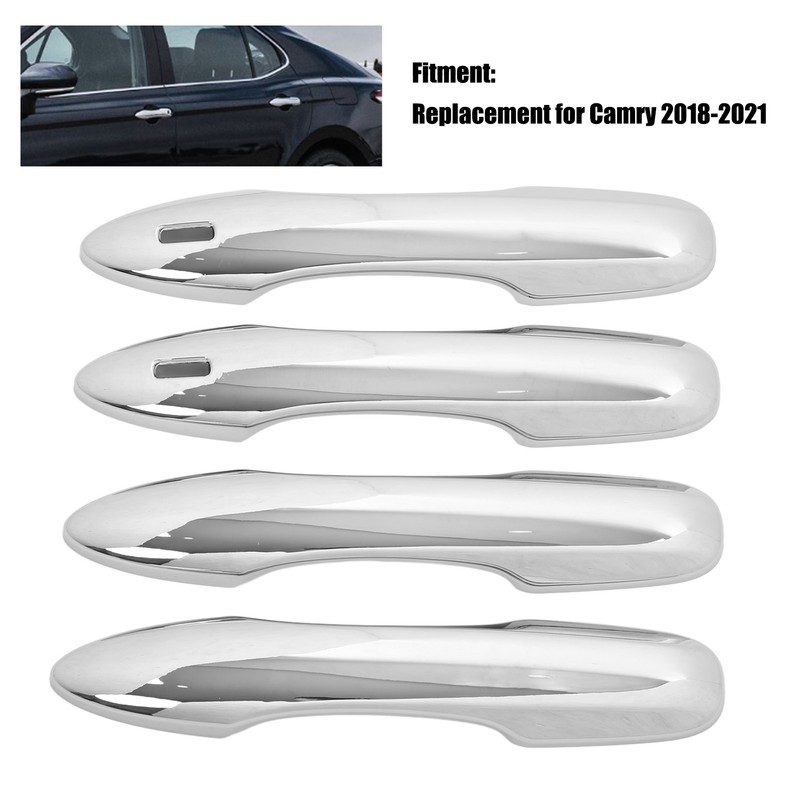 4PCS Exterior Door Handle Cover Trim ABS Chrome Self Adhesive