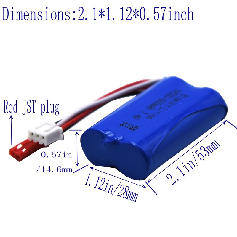 Blomiky 7.4V 2S 600mAh Li-ion Rechargeable Battery with JST Plug