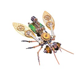 Steampunk Metal Insect Bug Mechanical Steampunk Sculpture Steampunk Mechanical Insect Clockwork 3D Steampunk Metal Puzzle Kits for Adults (Gatling Bee)