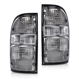 CROSSDESIGN Rear Tail Light Brake Lamps w/bulb Wiring Smoke Mask+White Mask Compatible with Toyota Tacoma 2001 2002 2003 2004