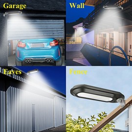 MOLEBIT Solar Lights Outdoor Waterproof, Solar Lights for Outside Gutter Light Wall Sconces Super Bright 18 LED 250 Lumens for Front Door, Wall, Yard, Garage, Garden, Fence (Black, 1 Pack)