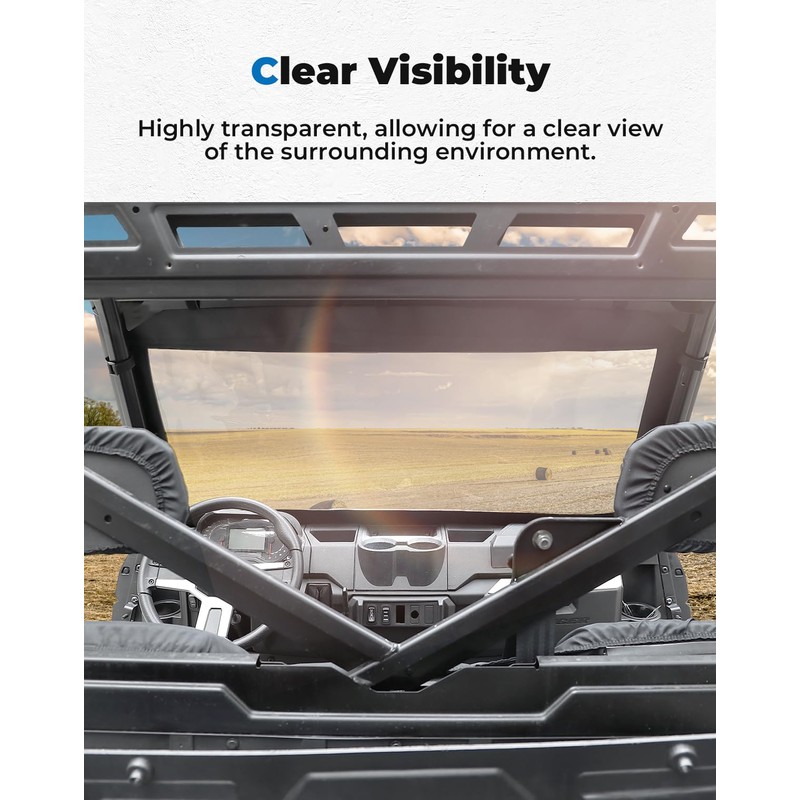 KEMIMOTO Soft Front Windshield, PVC Waterproof Panel Compatible with Polaris