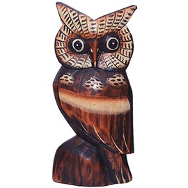 WORU Athena Owl Made of Albesia Wood, Animal Figurine in Various Sizes, Wooden Figure, Decorative Figurine, Approx. 17 cm