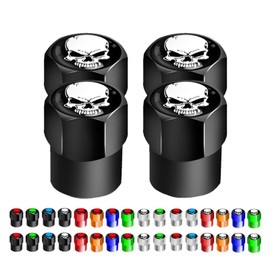 JWXGS 4Pcs/Set Skull Tire Valve Stem Cap Corrosion Resistant Dust Proof Cover Compatible with Car Motorcycle (Color : Black-Black Red)