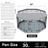 PJYuCien Dog Playpenr，8 Panels 30”H Dog Playpen with Gery Bottom