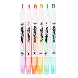 AOMAYLL Highlighter, Double Ended, Visible Highlighters, Wide and Fine Tips, Warm Colours (Pack of 6)