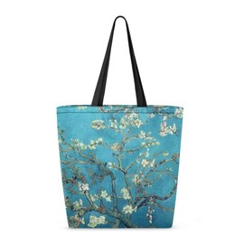 Jolamirel Art - Bolsas reutilizables para comestibles grandes y plegables, bolsas de lona de gran capacidad, para trabajo, viajes, compras, Almond Blossom, Talla unica