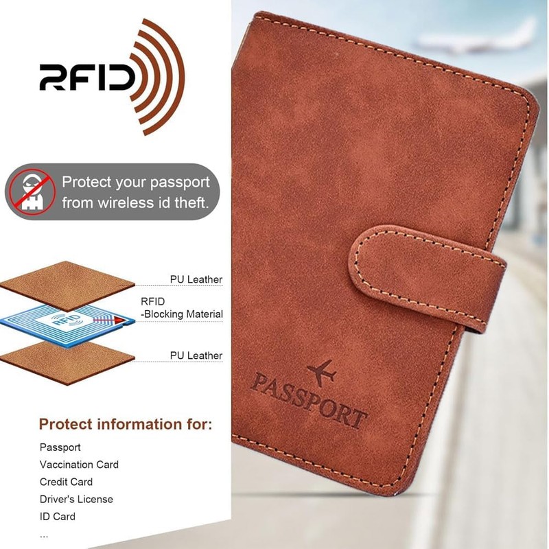 2 Unidades Cartera para Pasaporte RFID, 2 Packs Funda y
