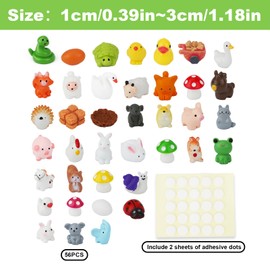 Tinoaly 56pcs Mini Resin Animals Figurines, 39 Styles Tiny Farm Animals Miniature Resin Figures for Dollhouse Fairy Garden Accessories DIY Crafts Phone Ornaments Home Decor Party Favors