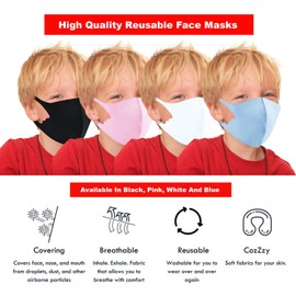Generise Kids Face Masks x5 Kids Face Masks Washable UK Stock - Polyurethane Breathable Washable Face Mask - Unisex (White)
