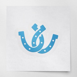 Decal Stickers of Horseshoe of Illustration (Azure Blue) (Set of 2) Premium Waterproof Vinyl Decal Stickers for Laptop Phone Accessory Helmet Car Window Mug Tuber Cup Door Wall ANDstic895544BE040522