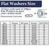ZQZ 108Pcs Flat Washers, 304 Stainless Steel Fender Washers Assortment,