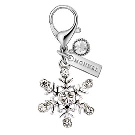 MONNEL MC307 Little Crystal Snowflake Lobster Clasp Charm for Women with Velvet Bag (White,1 Piece)