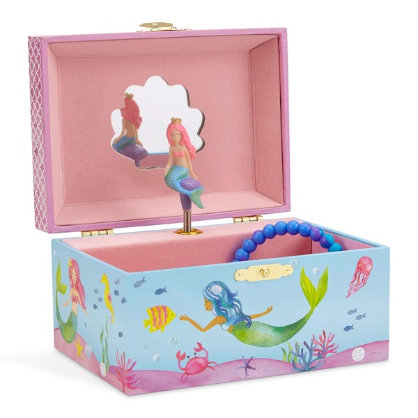 Jewelkeeper Mermaid Musical Jewelry Box, Underwater Design with Narwhal, Over The Waves Tune