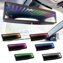 LED BLACKHOLE MIRROR Car Mirror LED Rearview Blackhole Universal Clip On Mirror WHITE Color Light