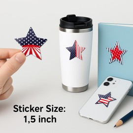 500 Pack 1.5 Inch 4th of July Stickers Roll - Patriotic Decorative Stickers for Independence Day Party, Gifts, and Crafts (C)