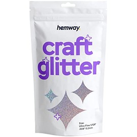 Hemway Craft Glitter Multi Purpose Flakes for Arts Crafts Tumblers Resin Epoxy Nails Wax Scrapbook Glass Schools Decorations - Silver Holographic - Ultrafine (1/128" 0.008" 0.2mm) 100g / 3.5oz