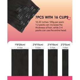 Youngsmile Clip in Hair Extensions Human Hair #1B Color Natural Black Real Human Hair Clip in Extensions for Women Double Weft Silky Straight Hair Extensions 7 Pcs 18 Inch 120 Gram(CLIP#1B-18Inch)