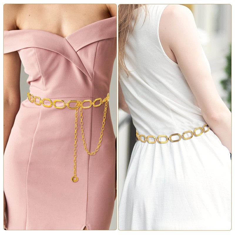 Gold Chain Belt for Women, Adjustable Metal Gold Waist Chains,