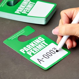 Juvale Parking Permit Hang Tag - Neon Green Parking Passes for Quick Spotting - Reusable PVC Dry-Erase Car Tags - Top Slot Hanging Design for Valet Tickets - 3.15 x 4.75 in, Pack of 50, Green, PVC