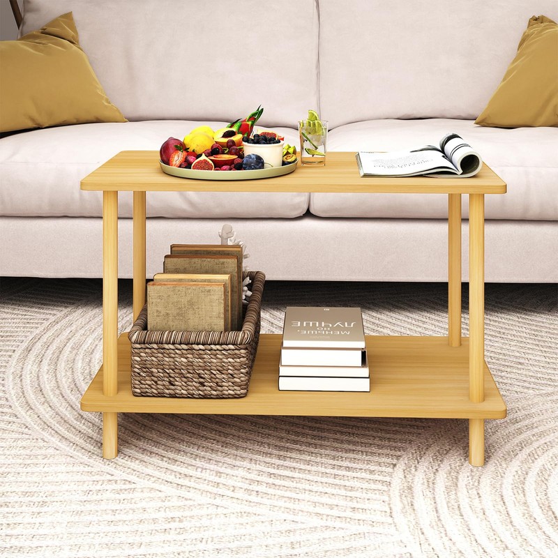 Funecy 2-Tier End Table, Sofa Side Table with Storage, Narrow
