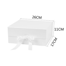 Pack-2 White Gift Boxes with Magnetic Lid and Ribbon for Presents,26 * 17 * 11CM, Magnetic Box with Gift Bag for Christmas, Fathers Day, Graduations, Weddings, Birthday