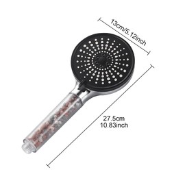 Shower Head with Beads, 13cm Large Shower Head with 2pcs Check Valve, Powerful High Pressure Bath Shower Parts Handheld Showers for Home Gym Use