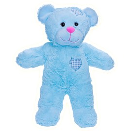 Cuddly Soft 8 inch Stuffed Blue Patches Teddy Bear.We Stuff 'em.You Love 'em!
