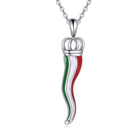 JERWLI Italian Horn Necklace 925 Sterling Sliver Italian Horn Charm Jewelry Gifts for Men Women