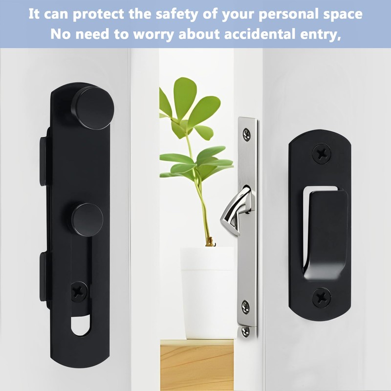 1PCS Thicker Garage Door Lock Gate Lock Black Door Stainless