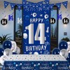 14th Birthday Decorations for Boys Girls, Blue Silver Happy 14th