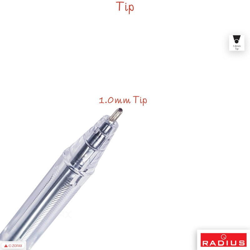RADIUS 999 Ballpoint Pens, BLACK, Medium Point (1.0mm), Pack of
