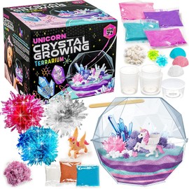 Original Stationery Unicorn Crystal Growing Kit - STEM Science & Craft Set for Ages 7+ - Holiday Unicorn Terrarium Kit - Grow Your Own Crystals & Flower Charms - 6.3 x 5.8 in, Multicolor
