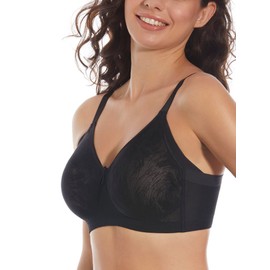 Selente My Secret Women's Unpadded Bra / Bustier without Underwire Shaping Effect Strong Hold for Large Sizes (C Cup and D Cup) with Exclusive Laundry Net, black