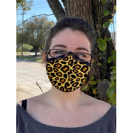 HARD EDGE DESIGN Two Layer Fully Wired Protective Cloth Face Mask - Soft Touch Adjustable Ear Saver - Made in USA - Cheetah, Adult