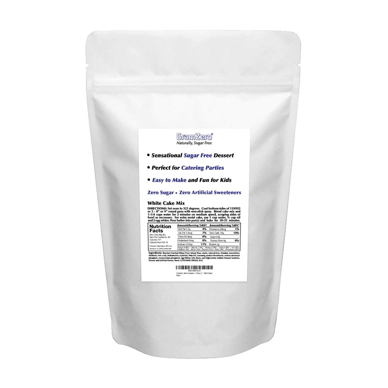 GramZero White Sugar Free Cake Mix 2-Pack, Makes 2-13x9x2 Cakes,