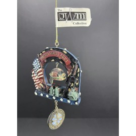 Unbranded UNITED STATES ARMY CHRISTMAS ORNAMENT ~ HELMET - MEDAL - FLAG ~ RESIN *EUC