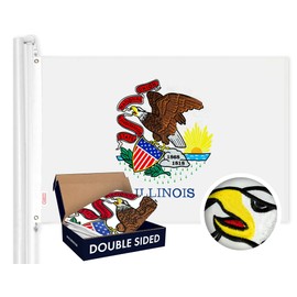 G128 Illinois State Flag | 3x5 Ft | Double ToughWeave Series Double Sided Embroidered 210D Polyester | Embroidered Design, Indoor/Outdoor, Brass Grommets, Heavy Duty, 3-ply