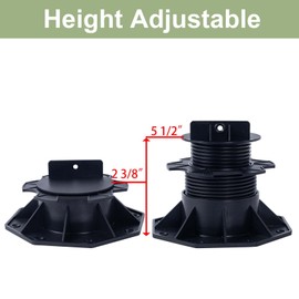 10 Pack Adjustable Plastic Pedestal Paver,Floor Slate Support Floor Lift,Deck Support Floor Raising,Deck Foundation Base Support,Adjustment Raising from 2-3/8" to 5-1/2"