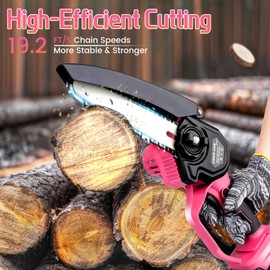 Mini Chainsaw Cordless 6-INCH, Portable Electric Power Pruning Saw, Rechargeable Battery Powered Handheld Chain Saw for Tree Branches, Courtyard, Household and Garden, 2PCS 21V 1500mAh Batteries