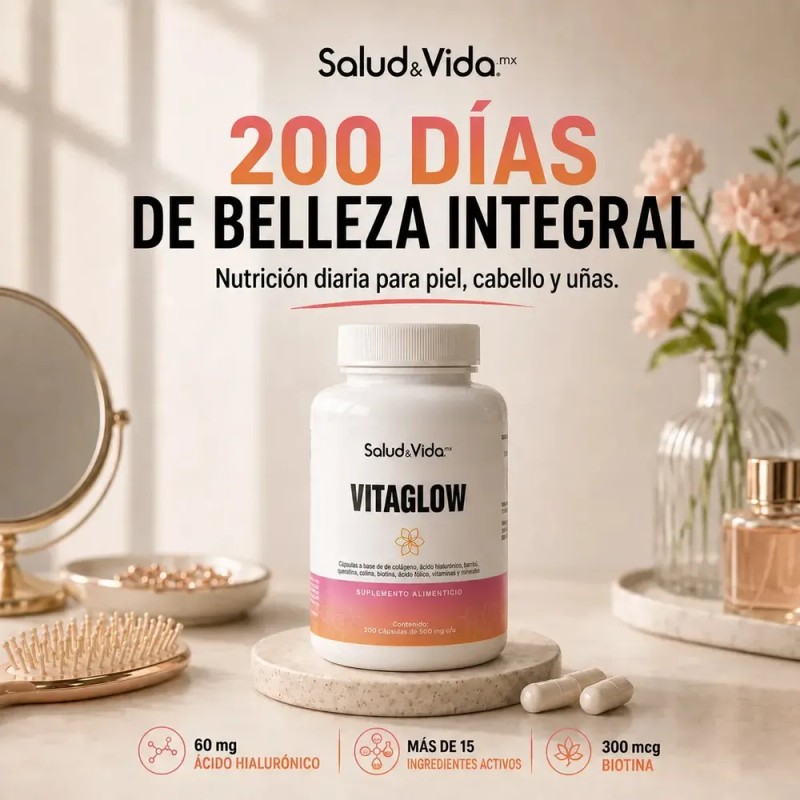 Salud&Vida MX - Vitaglow | Biotina, Colágeno, Ácido Hialurónico y