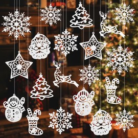 Snowflake Pendants, Pack of 42 Christmas Tree Decorations, Christmas Tree Pendants, Snowflakes Christmas Decoration, Hanging Ornaments for Christmas Party, Christmas Tree Decoration