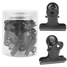 20 Pcs Push Pins Clips, Black Thumb Tacks with Bulldog Clip Drawing Pins Metal Pushpin Holder Bulletin Board Cork Board Accessories for Home Office Cubicle Wall Use