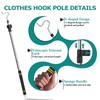 Clothes Hanger Reaching Hook, 37" to 64" Clothes Hook Pole