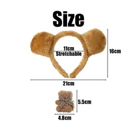 1 Brown Bear Headband and 1 Bear Hairpin, Cute Plush Headband, Animal Role Play Hair Accessories, Performance Props