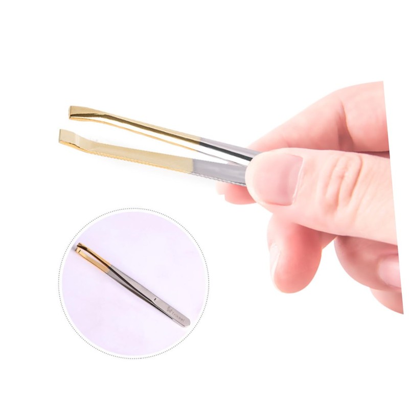 Mikinona Professional Eyebrow Tweezers Stainless Steel Clamps Flat Oblique Mouths