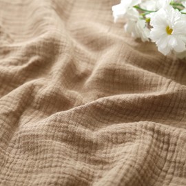 Dormlony Muslin Cotton Throw Blanket with Flannel for Bed,Super Soft Muslin Blanket with Cozy Flannel for Adults 55 * 72inches,Coffee