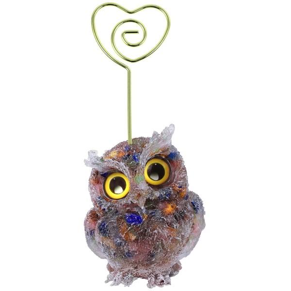 rockcloud Natural Mixed Crystal Owl Table Card Holder Heart Shaped